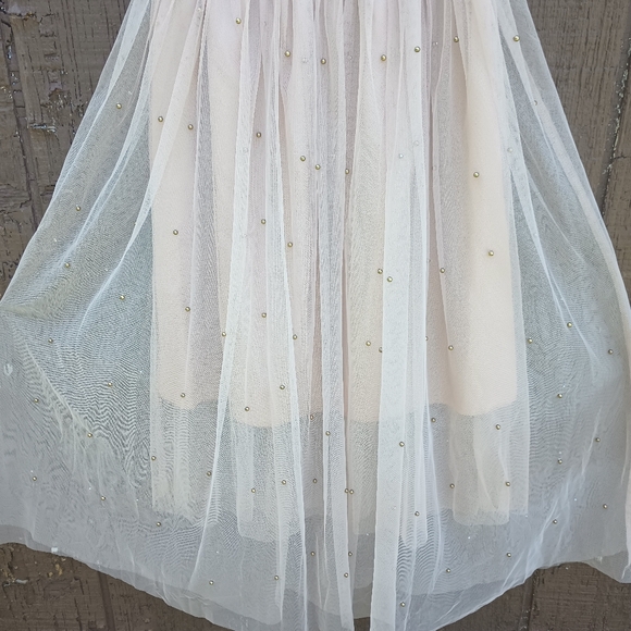 Vintage Sweet Shape Pink Tulle Gold Studded Maxi - Picture 4 of 9